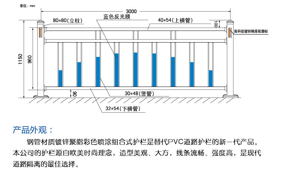 市政道路鋼制三桿型護欄-4
